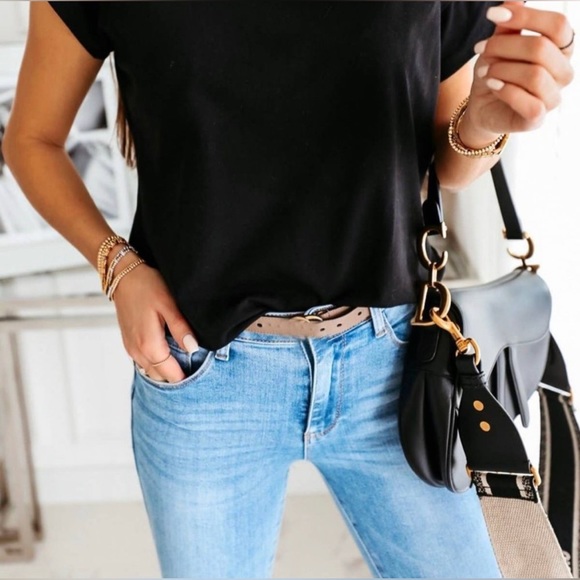 NEW One Shoulder Short Sleeved Tee--Black - Picture 2 of 2